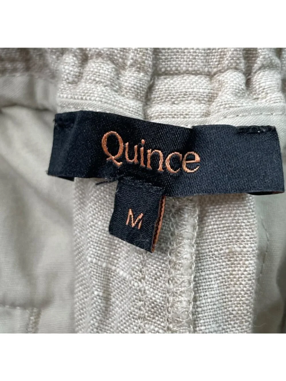 Quince European Linen Wide Leg Pants Beige Womens Medium NO DRAWSTRING